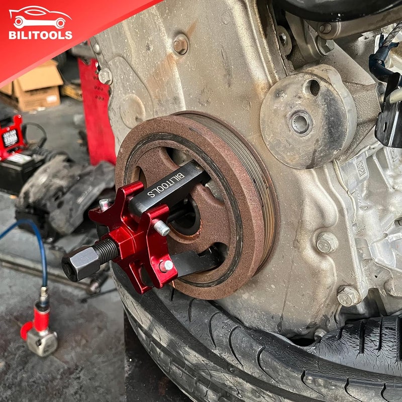 BILITOOLS Harmonic Balancer Puller Set, Upgraded 3-Jaw Pulley Puller with Holding Tool for Removing Harmonic Damper Balancers Compatible with Chevy, GM, Chrysler, Ford etc. - Image 2